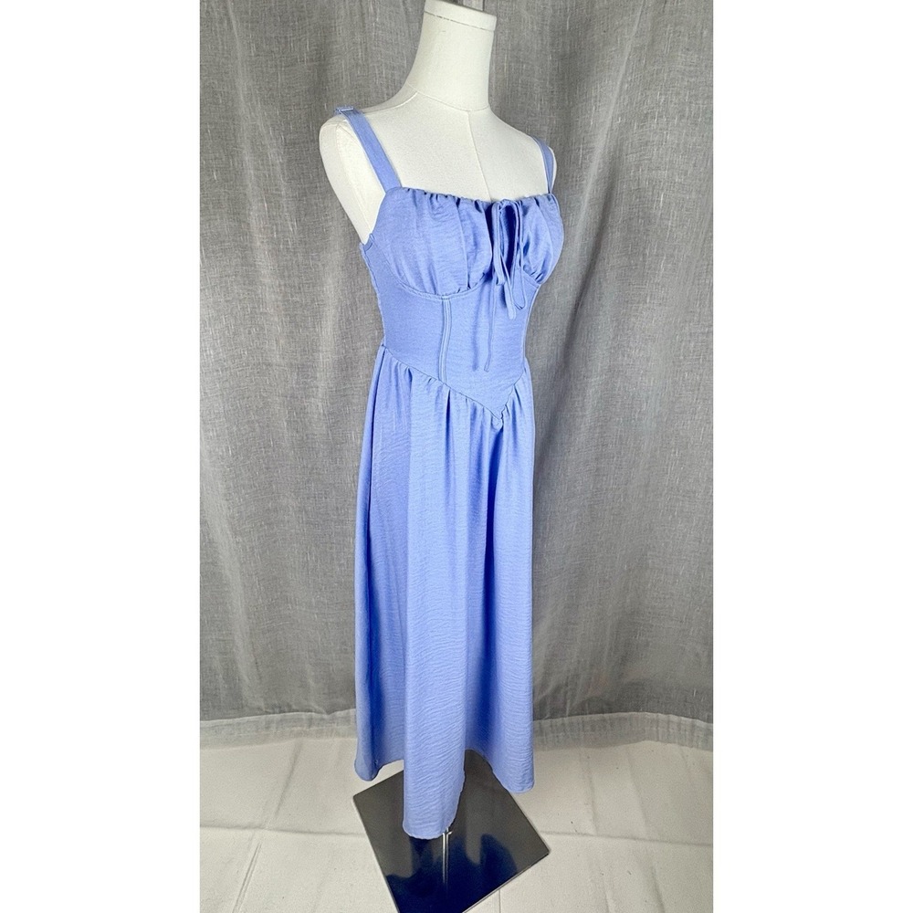Womens Corset Midi Sun Dress Sz S French Blue Corset Cottagecore Coquette Fairy - Picture 9 of 11